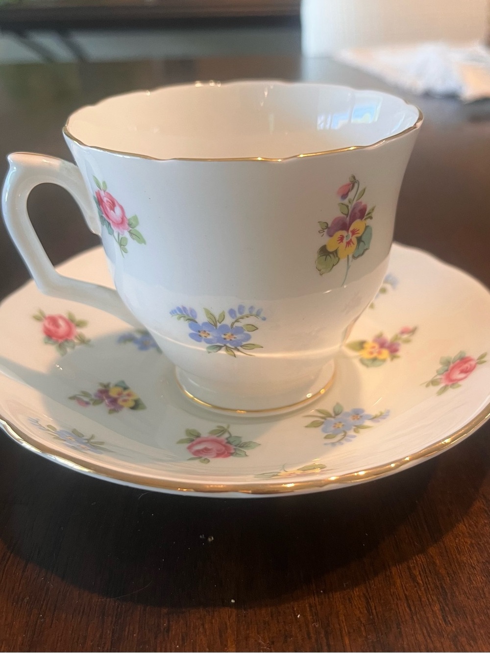 Staffordshire “Bouquet” Fine Bone China Tea Cup and Saucer